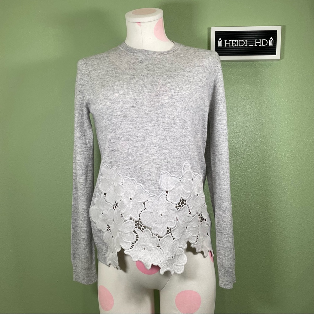 TED BAKER Jaya Gray Wool Cashmere Lace Sweater